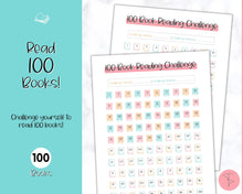 Load image into Gallery viewer, 100 Book Challenge Printable | Reading Challenge BUNDLE, Adult &amp; Kids Reading Log &amp; Book Tracker | Sky Colorful
