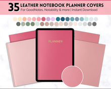 Load image into Gallery viewer, 35 Digital Planner Notebook Covers | Digital Journal Covers for GoodNotes &amp; iPad | Leather Texture Pink
