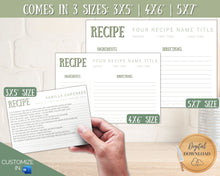 Load image into Gallery viewer, EDITABLE Recipe Card Template | Printable 4x6 Recipe Sheet Insert | Style 10
