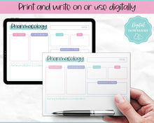 Load image into Gallery viewer, Drug Card Template, Nursing Pharmacology Printable Notes, Nursing School Student Study Guide | Mermaid
