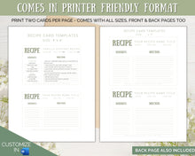 Load image into Gallery viewer, EDITABLE Recipe Card Template | Printable 4x6 Recipe Sheet Insert | Style 10
