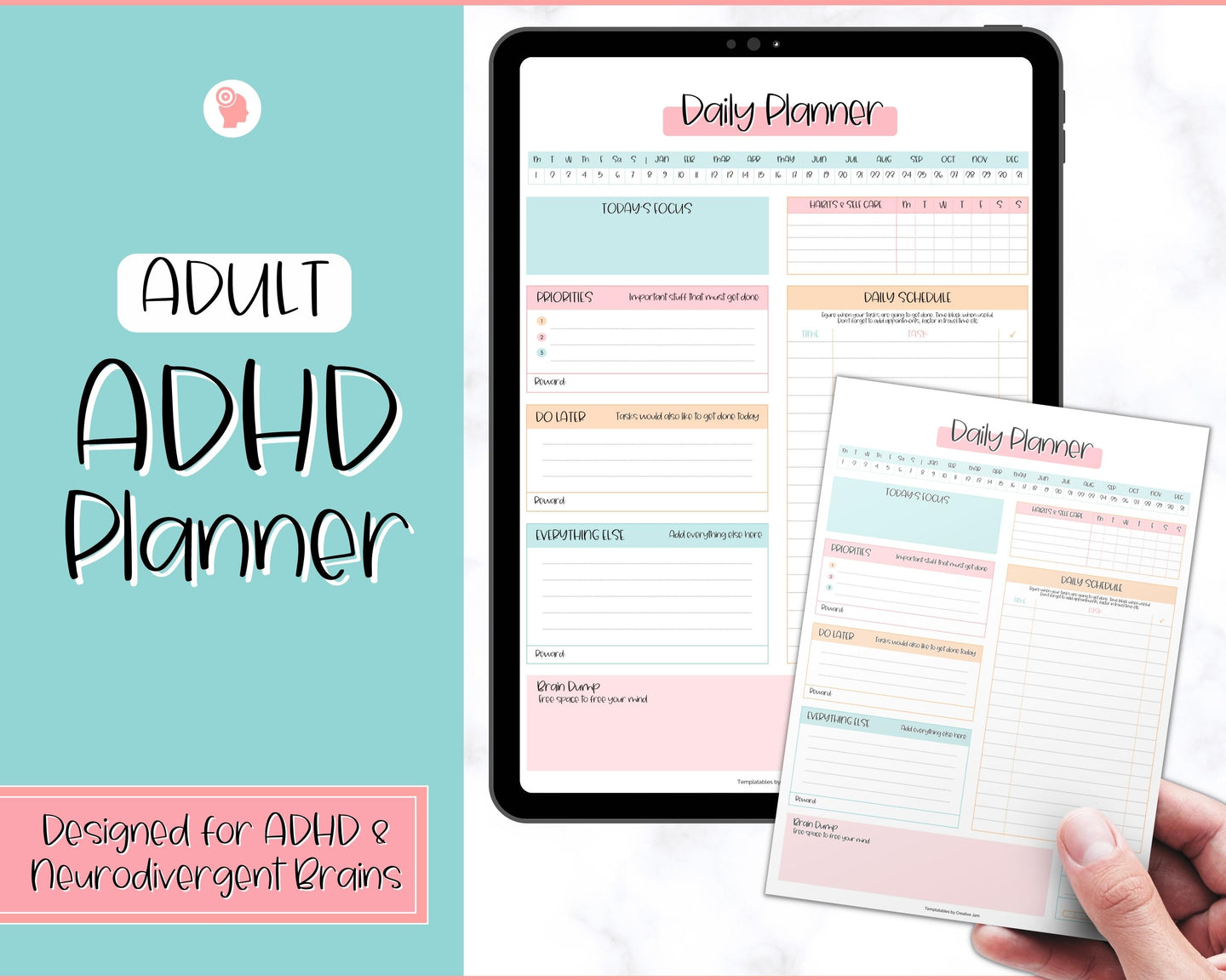 ADHD Daily Planner for Adults - Made for Neurodivergent Brains | Colorful Sky
