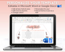 Load image into Gallery viewer, Editable House Shape Cleaning Schedule &amp; Housekeeping Checklist for House Chores | Pink Watercolor
