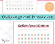Load image into Gallery viewer, 100 Book Challenge Printable | Reading Challenge BUNDLE, Adult &amp; Kids Reading Log &amp; Book Tracker | Sky Colorful
