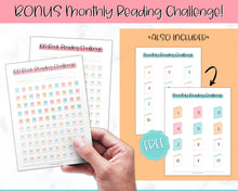 Load image into Gallery viewer, 100 Book Challenge Printable | Reading Challenge BUNDLE, Adult &amp; Kids Reading Log &amp; Book Tracker | Sky Colorful

