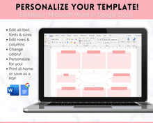 Load image into Gallery viewer, EDITABLE Nursing Concept Map Template | Nursing School Notes, Study Guide &amp; Student Nurse Pharmacology &amp; Med Surg Planner | Pink &amp; Mono
