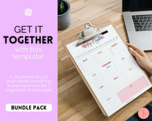 Load image into Gallery viewer, EDITABLE Brain Dump Template BUNDLE | To Do List Printable, ADHD Work Productivity Planner | Pastel Rainbow

