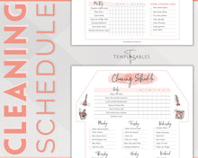 Load image into Gallery viewer, Editable House Shape Cleaning Schedule &amp; Housekeeping Checklist for House Chores | Pink Watercolor
