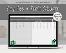 Load image into Gallery viewer, Etsy Fee and Profit Calculator | Pricing Spreadsheet for Small Business &amp; Etsy Sellers | Mono
