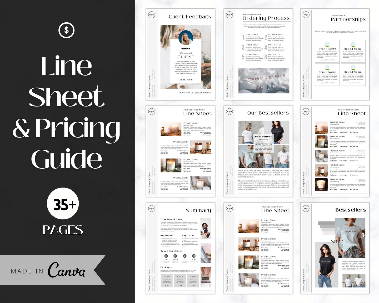 Line Sheet Template, Wholesale Catalog, Editable Wholesale Template, Product Sales Sheet, Price List Template, Canva Linesheet Catalogue | Luxury