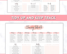 Load image into Gallery viewer, Editable Cleaning Schedule &amp; Housekeeping Checklist for House Chores | Pink Watercolor Bundle

