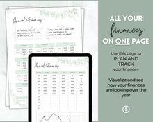 Load image into Gallery viewer, Annual Budget Tracker | Bill, Expenses, Income &amp; Savings Tracker | Green Eucalyptus
