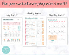 Load image into Gallery viewer, Workout Tracker BUNDLE | Fitness, Exercise &amp; Weight loss Planner | Colorful Sky
