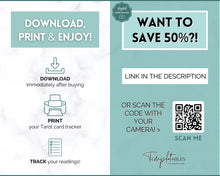 Load image into Gallery viewer, Tarot Card Trackers &amp; Monthly Readings | Learn Tarot Card Readings, Tarot Spreads | Beginner Tarot Planner Workbook, Grimoire &amp; Cheat Sheets | Blue
