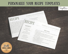 Load image into Gallery viewer, EDITABLE Recipe Card Template | Printable 4x6 Recipe Sheet Insert | Style 10
