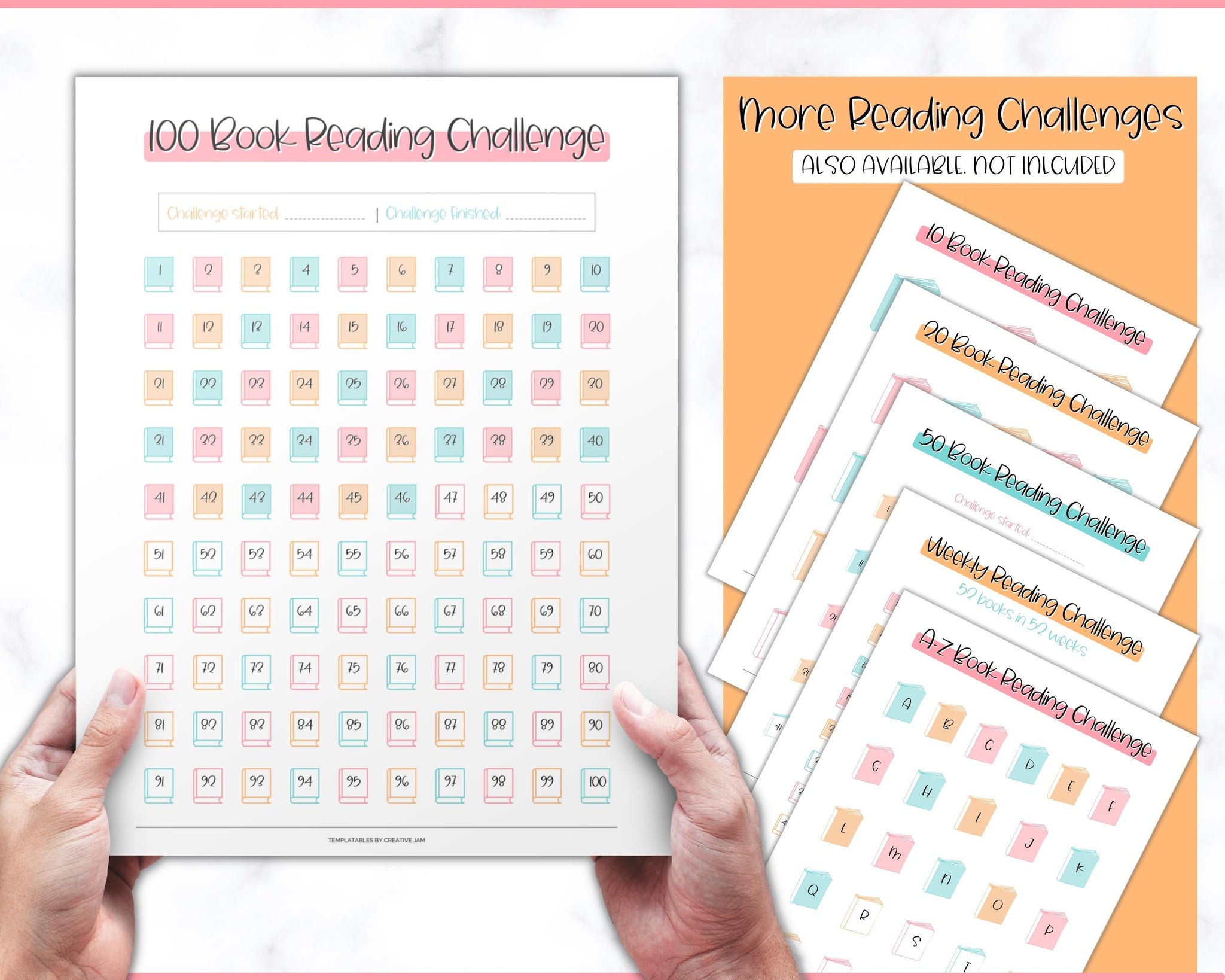 100 Book Reading Challenge Bundle Reading Tracker Amp Planner