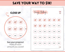 Load image into Gallery viewer, 1000 Savings Challenge, 1k Saving Tracker Printable | 30 day, Cash Envelopes to Save Money &amp; Budget | Pink
