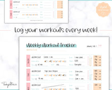 Load image into Gallery viewer, Workout Tracker BUNDLE | Fitness, Exercise &amp; Weight loss Planner | Colorful Sky
