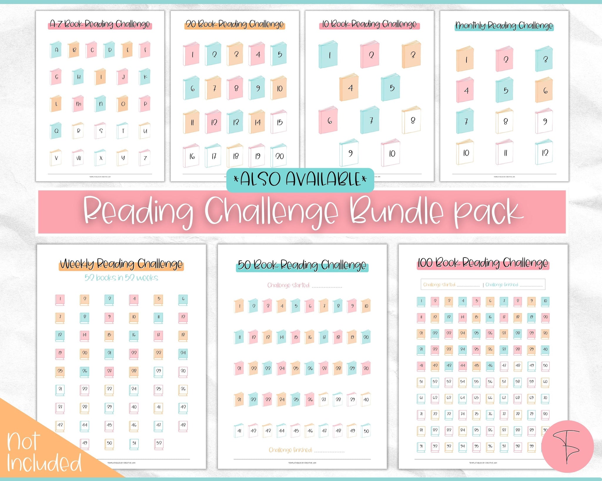 100 Book Reading Challenge Bundle Reading Tracker Amp Planner
