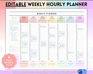 Weekly Hourly Planner - EDITABLE Weekly Schedule & Daily Planner | Colorful Undated Planner, 2023 Weekly Organizer, To Do List Printable | Pastel Rainbow