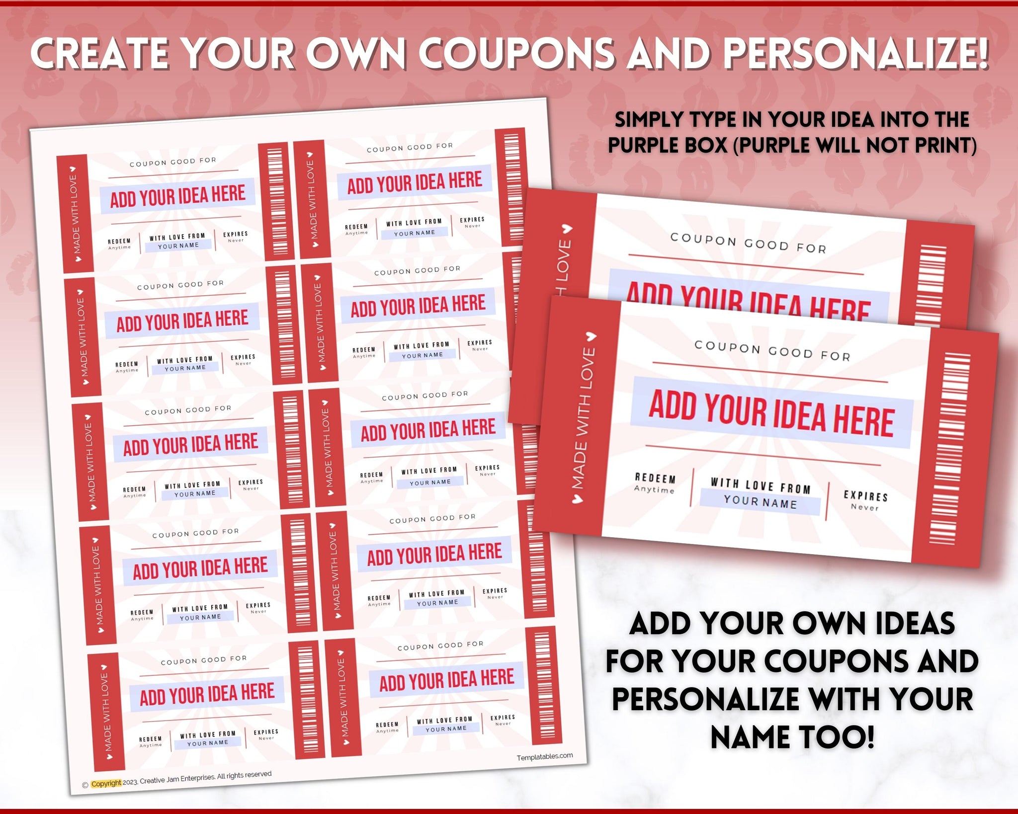Naughty Sex Coupons for Valentines Personalized Couples Gift image