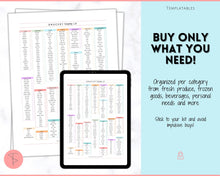 Load image into Gallery viewer, EDITABLE Grocery List Printable | Digital Weekly Shopping, Meal Planner Checklist, Kitchen Organization Template, Google Sheets | Pastel
