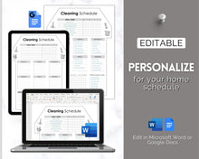 Load image into Gallery viewer, Editable House Shape Cleaning Schedule &amp; Housekeeping Checklist for House Chores | Mono
