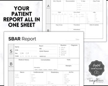 Load image into Gallery viewer, SBAR Nurse Brain Report Sheet | ICU Nurse Report, RN Nursing, New Grad, Patient Assessment, Printable Template | Mono
