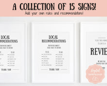 Load image into Gallery viewer, 15 Airbnb Posters | Editable Template Sign Bundle, Wifi password Sign, Check Out Signs for Airbnb Superhosts | Farmhouse

