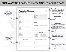 Load image into Gallery viewer, Get To Know Me Printable Game |  Get To Know You Ice Breaker Game | Employee Favorite Things, Team Building, Christmas Party | Mono
