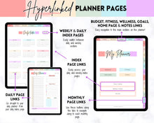 Load image into Gallery viewer, UNDATED Ultimate Digital Life Planner | GoodNotes Digital iPad Fitness, Budget, Wellness, Goals Planner | Pastel Rainbow
