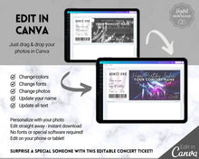 Load image into Gallery viewer, BIRTHDAY Concert Ticket Template | EDITABLE Surprise Getaway gift for Musical Events &amp; Theatre Shows
