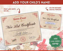 Load image into Gallery viewer, EDITABLE Christmas Nice List Certificate | Santa Clause Printable Certificate Template for Xmas
