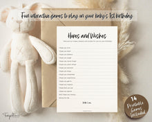 Load image into Gallery viewer, 1st Birthday Games - Printable Bundle of 14 Party Games for Baby&#39;s 1st Birthday | Trivia Activity for Woodland, Boho, Neutral Theme
