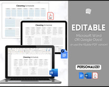 Load image into Gallery viewer, Editable Cleaning Schedule &amp; Housekeeping Checklist for House Chores | Mono Bundle
