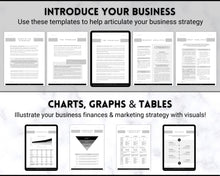 Load image into Gallery viewer, Business Plan Template | Editable Small Business Start Up Workbook in Canva, Word &amp; Google Docs | Mono Strip
