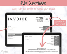 Load image into Gallery viewer, Small Business Invoice Spreadsheet Template | Automated Google Sheets Template, Customer Sales, Order Invoice
