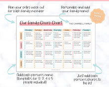 Load image into Gallery viewer, Family Chore Chart Printable | Editable Family Planner Schedule for Kids &amp; Adults | Sky Colorful
