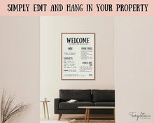 Load image into Gallery viewer, Airbnb Welcome Sign Poster Template | Printable Airbnb Host Vacation Rental Sign | Farmhouse
