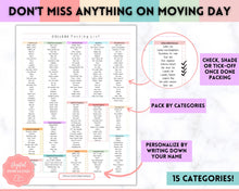 Load image into Gallery viewer, College Packing List Printable | Back to School Moving Checklist for Students, Google Sheets | Pastel Rainbow
