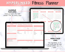 Load image into Gallery viewer, Fitness &amp; Workout Planner | Weekly Weight Loss Tracker, Meal Planner &amp; Habit Tracker Spreadsheet | Red
