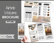 Load image into Gallery viewer, Airbnb Trifold Welcome Book Template | Editable Canva Welcome Guide for Vacation Rentals | Mono
