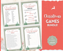 Load image into Gallery viewer, Holiday Party Games Bundle | 13 Fun Family Christmas Game Printables | Green
