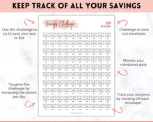 Load image into Gallery viewer, 5k Envelope Challenge, 5000 Savings Tracker Printable, 100 Envelopes Save, Budget Cash Envelope, 100 day challenge, Money Saving Finance | Pink Scrawl
