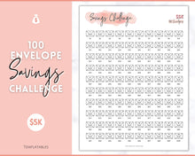 Load image into Gallery viewer, 5k Envelope Challenge, 5000 Savings Tracker Printable, 100 Envelopes Save, Budget Cash Envelope, 100 day challenge, Money Saving Finance | Pink Scrawl
