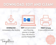 Load image into Gallery viewer, Editable Cleaning Schedule &amp; Housekeeping Checklist for House Chores | Pink Watercolor Bundle
