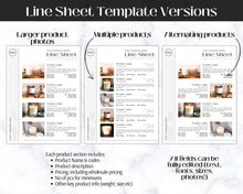 Load image into Gallery viewer, Line Sheet Template, Wholesale Catalog, Editable Wholesale Template, Product Sales Sheet, Price List Template, Canva Linesheet Catalogue | Luxury
