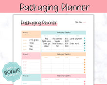 Load image into Gallery viewer, Packaging Planner Template Printable | Digital Small Business Product Planner | Colorful Sky
