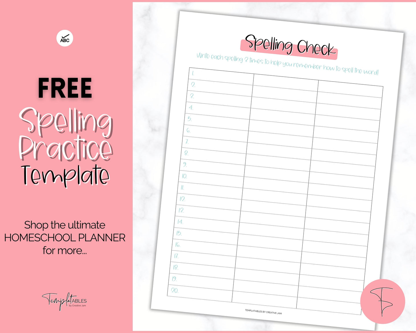 FREE - Spelling Practice, Printable Spelling Words Sheet, Sight Word Practice, 1st Grade, Worksheet, Test, Homeschool Teacher | Colorful Sky