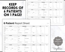 Load image into Gallery viewer, 6 Patient Nurse Report Sheet to Organize your Shifts | Nurse Brain Sheet, ICU Nurse Report Patient Assessment Template | Mono
